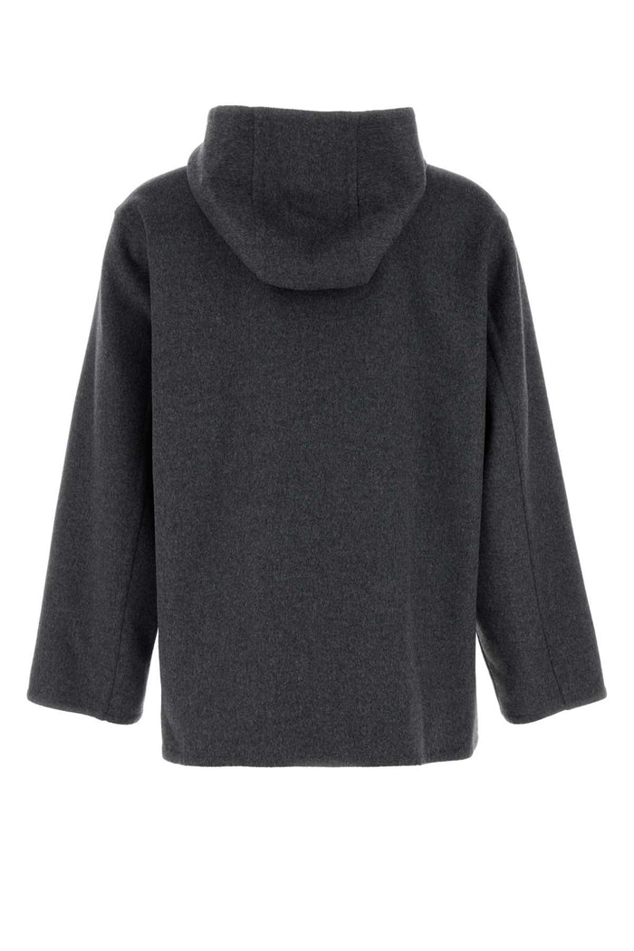 Dark Grey Wool Sweatshirt Charcoalmelange Exterior: Virgin Felpe