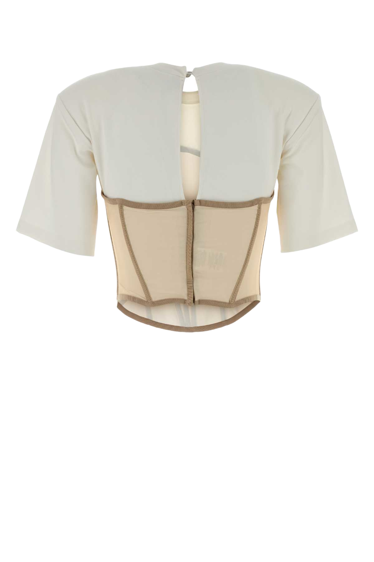 Two-Tone Stretch Jersey And Mesh T-Shirt White
