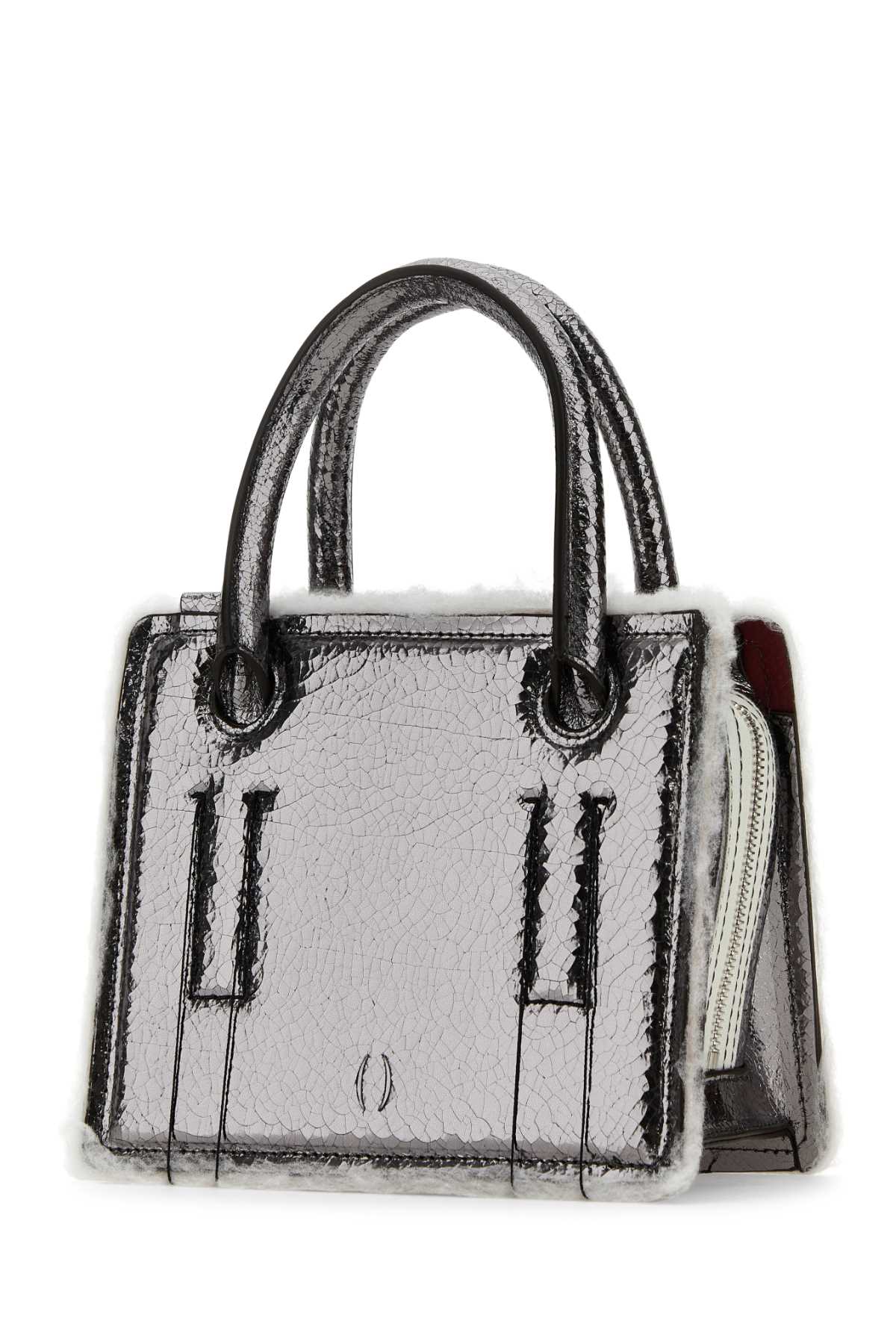 Lead Leather Mini Otto Handbag Creackedsilver Borse A Mano