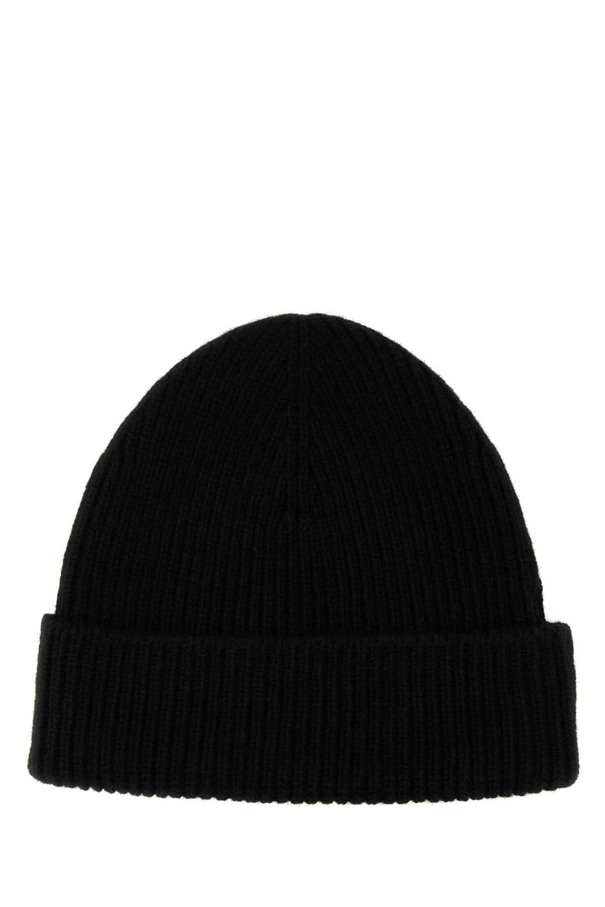 Black Cashmere Beanie Hat Exterior: Cuffie