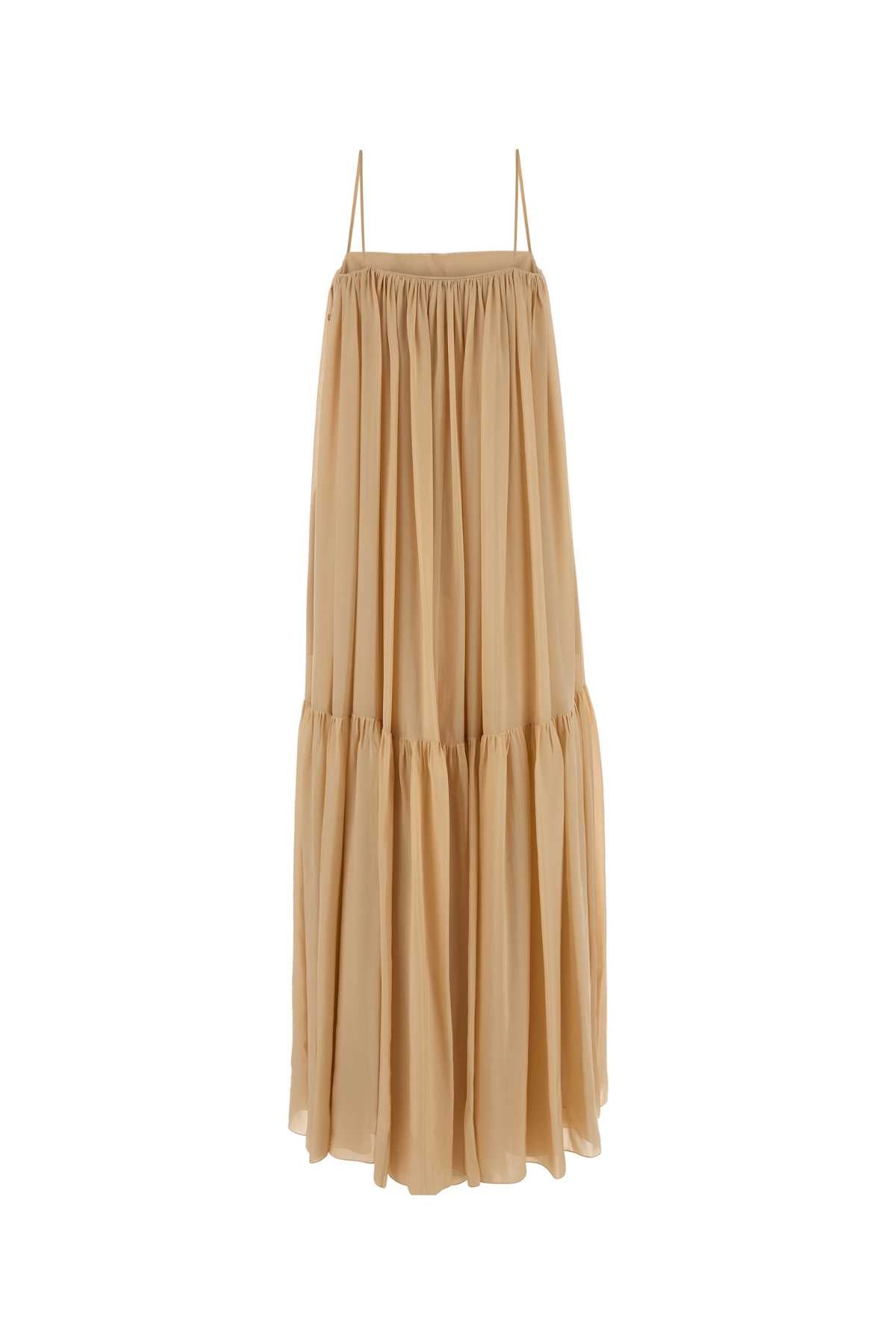 Skin Pink Silk Long Dress Biscuitpink Abiti Lunghi