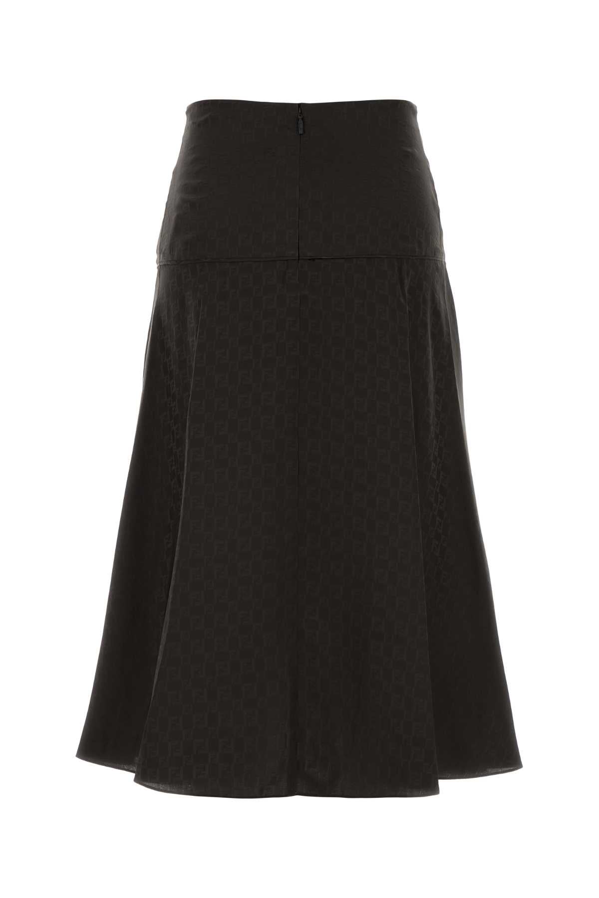 Embroidered Silk Skirt Dark Brown-25 Exterior: Gonne