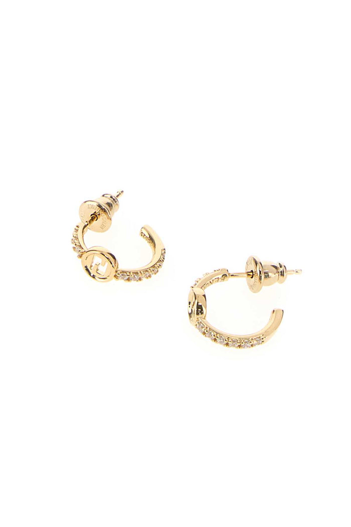 Gold Metal Everround Fendi Earrings Oro Soft+crystal Orecchini