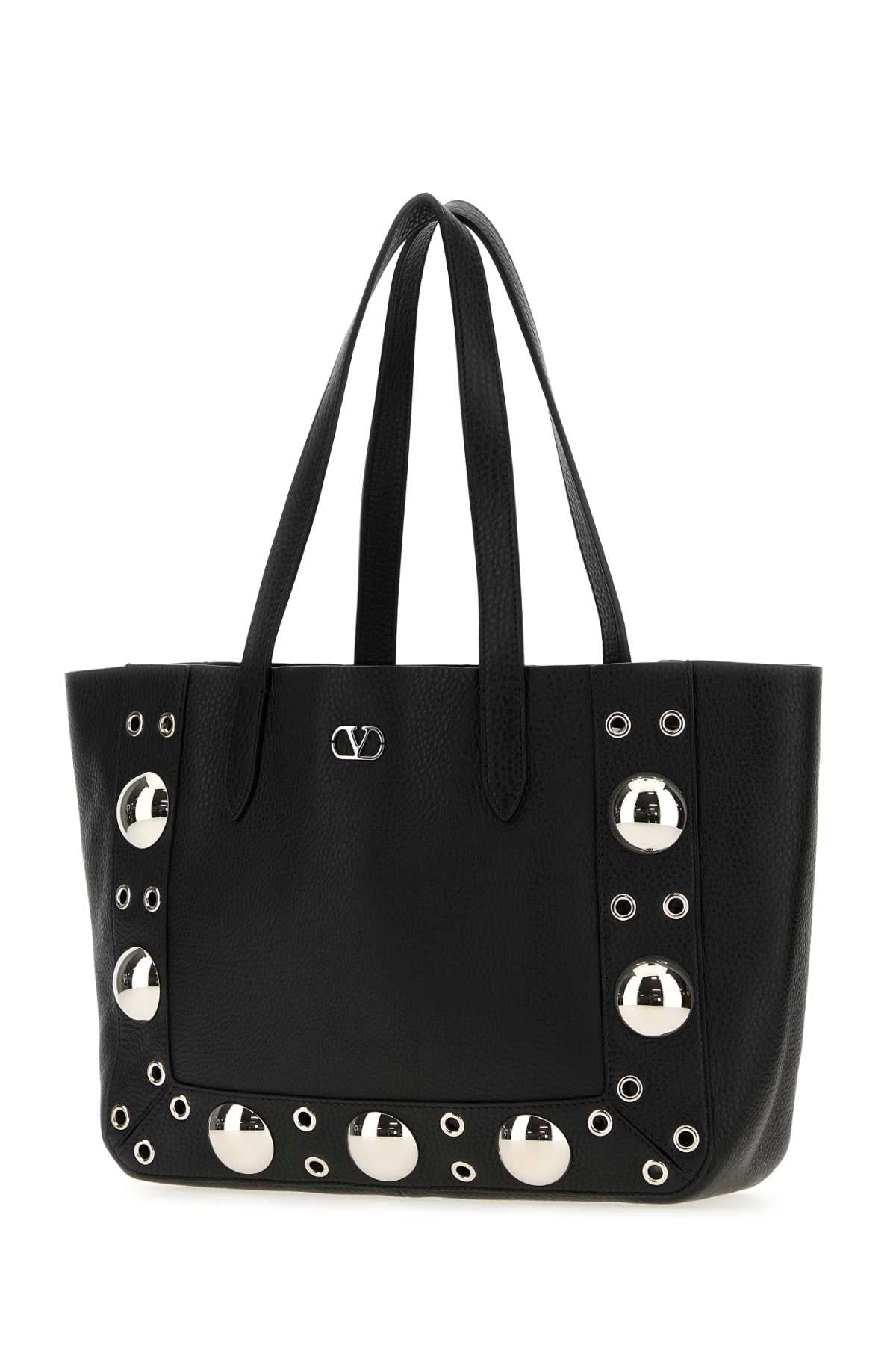 Black Leather Small Nellcãte Shopping Bag Nero Borse A Mano