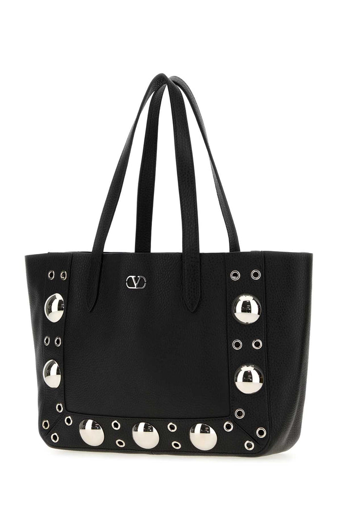 Black Leather Small Nellcãte Shopping Bag Nero Borse A Mano