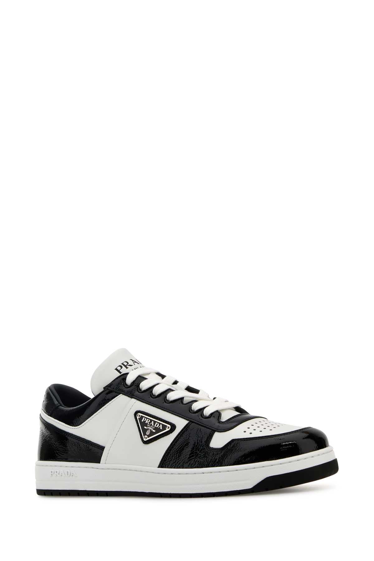 Two-Tone Leather Downtown Sneakers Bianconero Calfleather