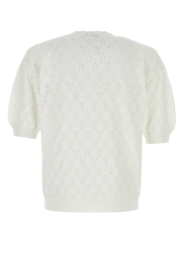 White Crochet Sweater 01_white Exterior: Cotton T-shirt
