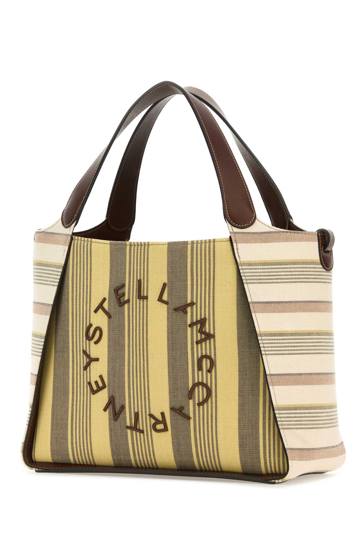 Printed Fabric Stella Logo Handbag Yellow/taupe Borse A Mano