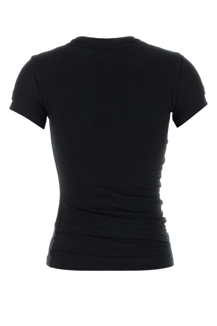 Black Stretch Cotton T-Shirt Exterior: Elastane