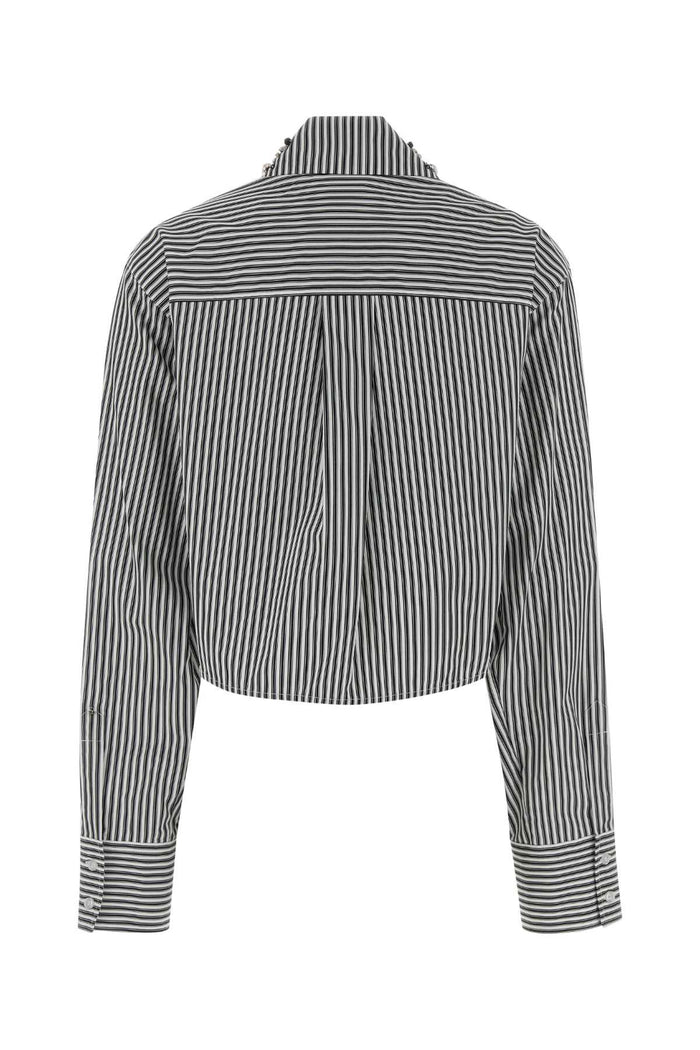 Embroidered Poplin Quagga Shirt Nero Exterior: Cotton Camicie