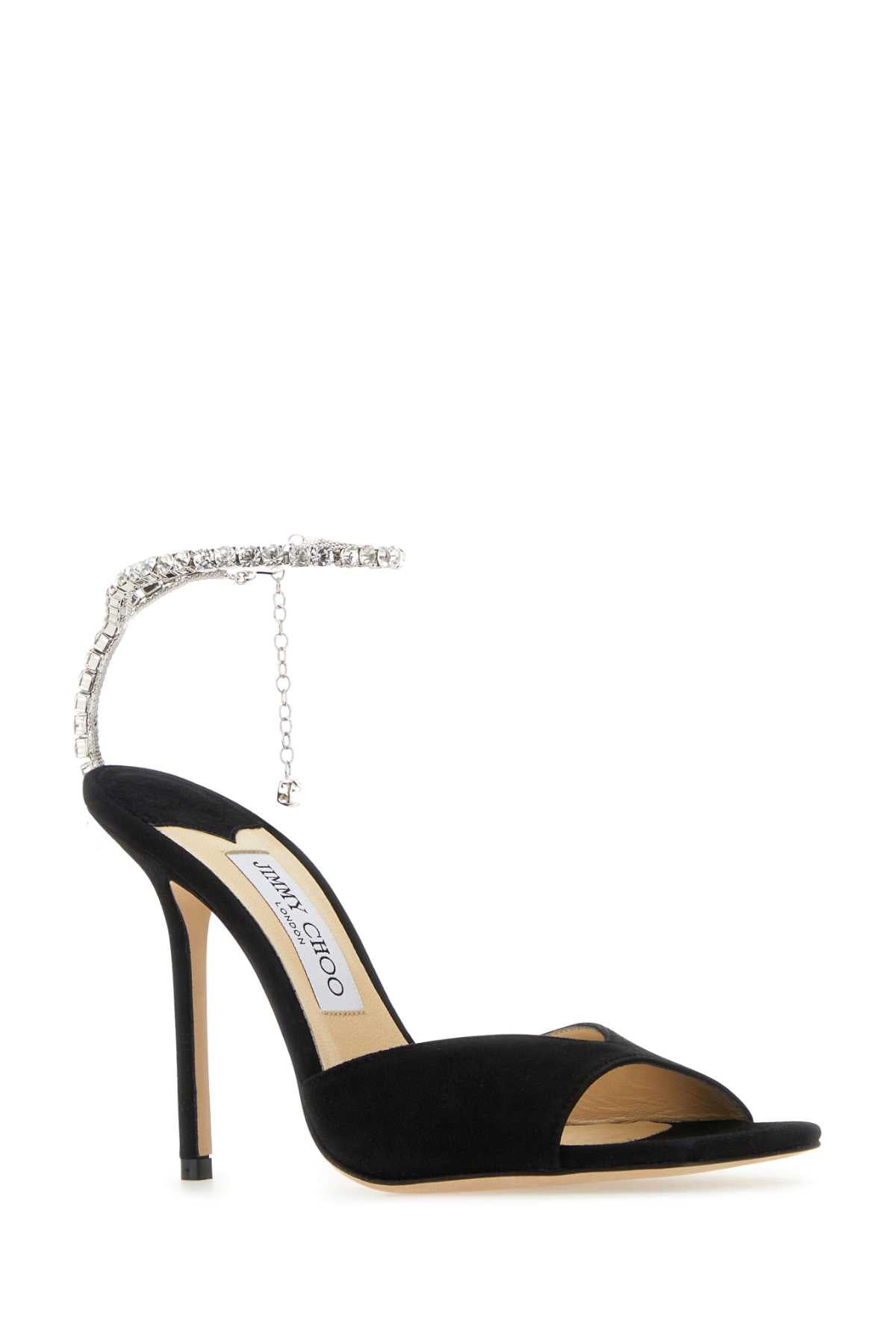 Black Suede Saeda 100 Sandals Blackcrystal Sandali