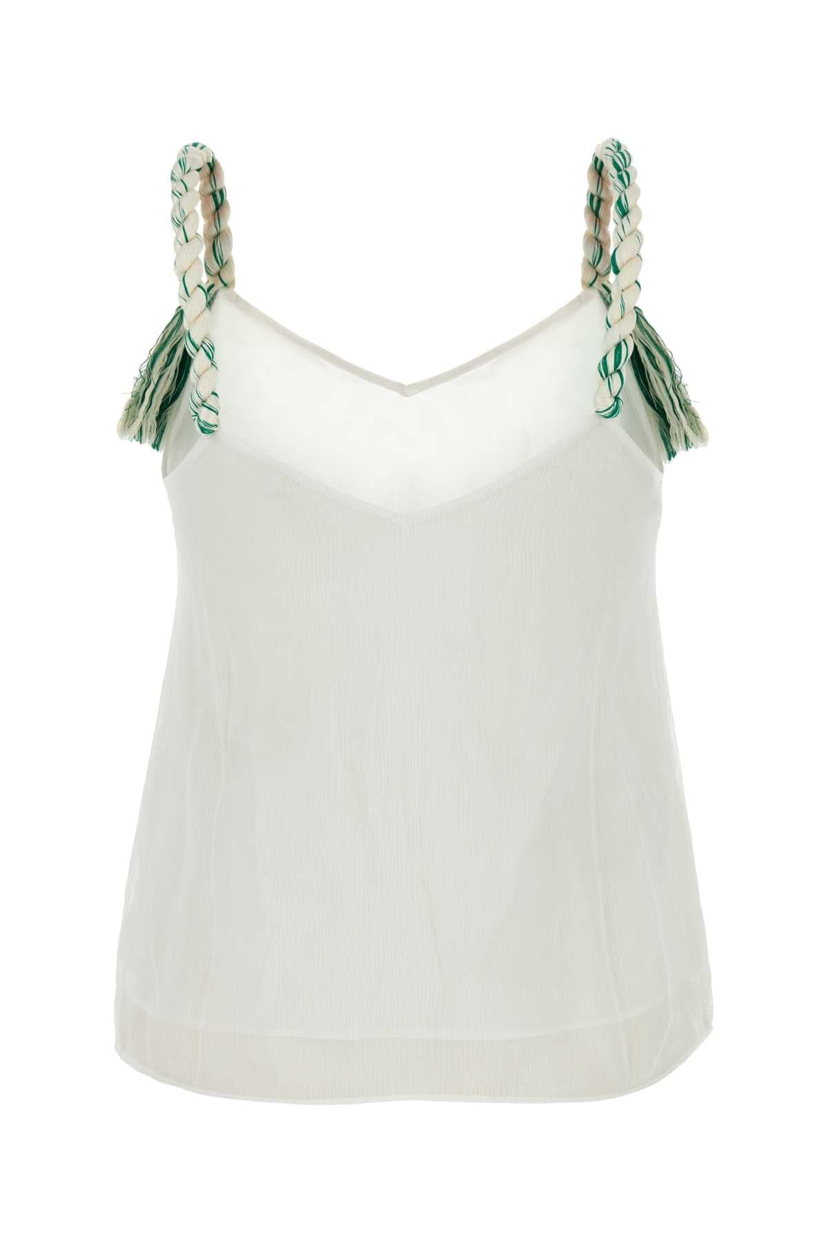 White Tulle Top Offwhite Maglie