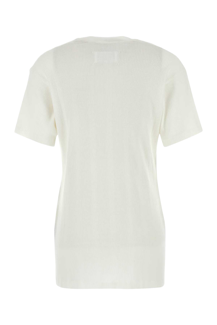 White Cotton Blend T-Shirt Offwhite Exterior: Lyocell