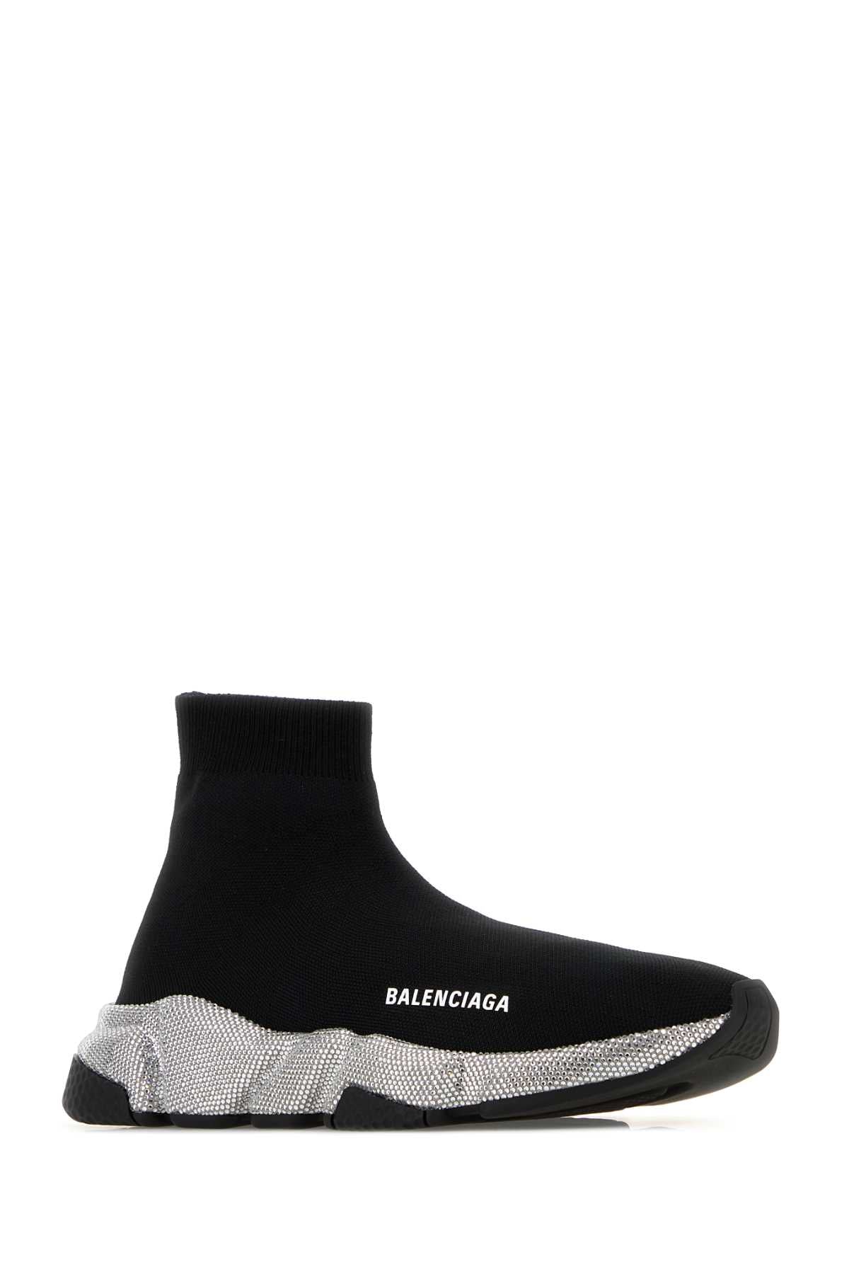 Black Stretch Nylon Speed Sneakers / Crystal T Polyester Elastan