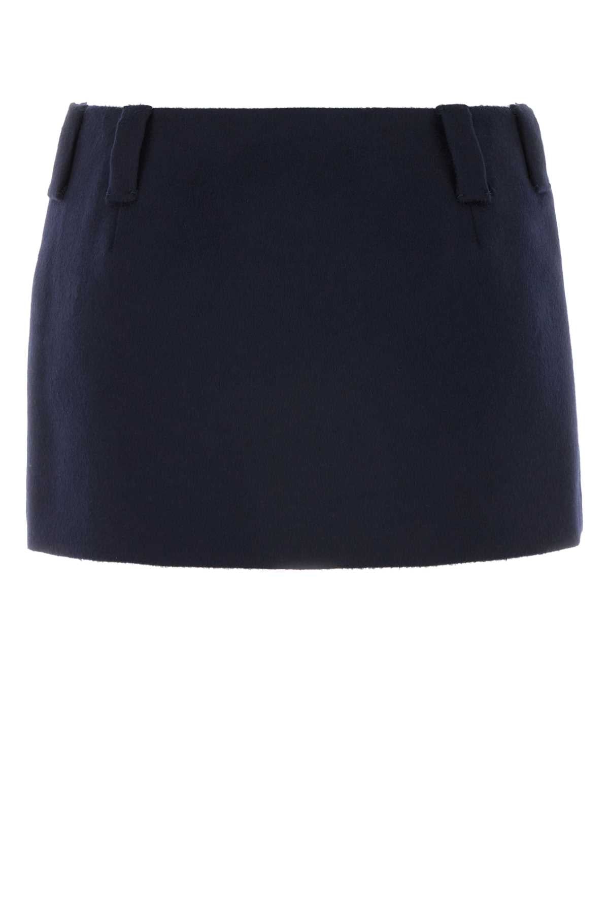 Midnight Blue Wool Blend Mini Skirt Bleu Gonne