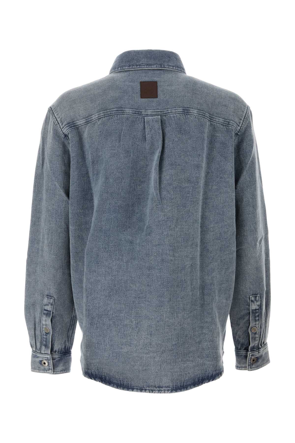 Denim Blue Cotton Blend Oversize Shirt Greyblue Exterior: Linen Camicie