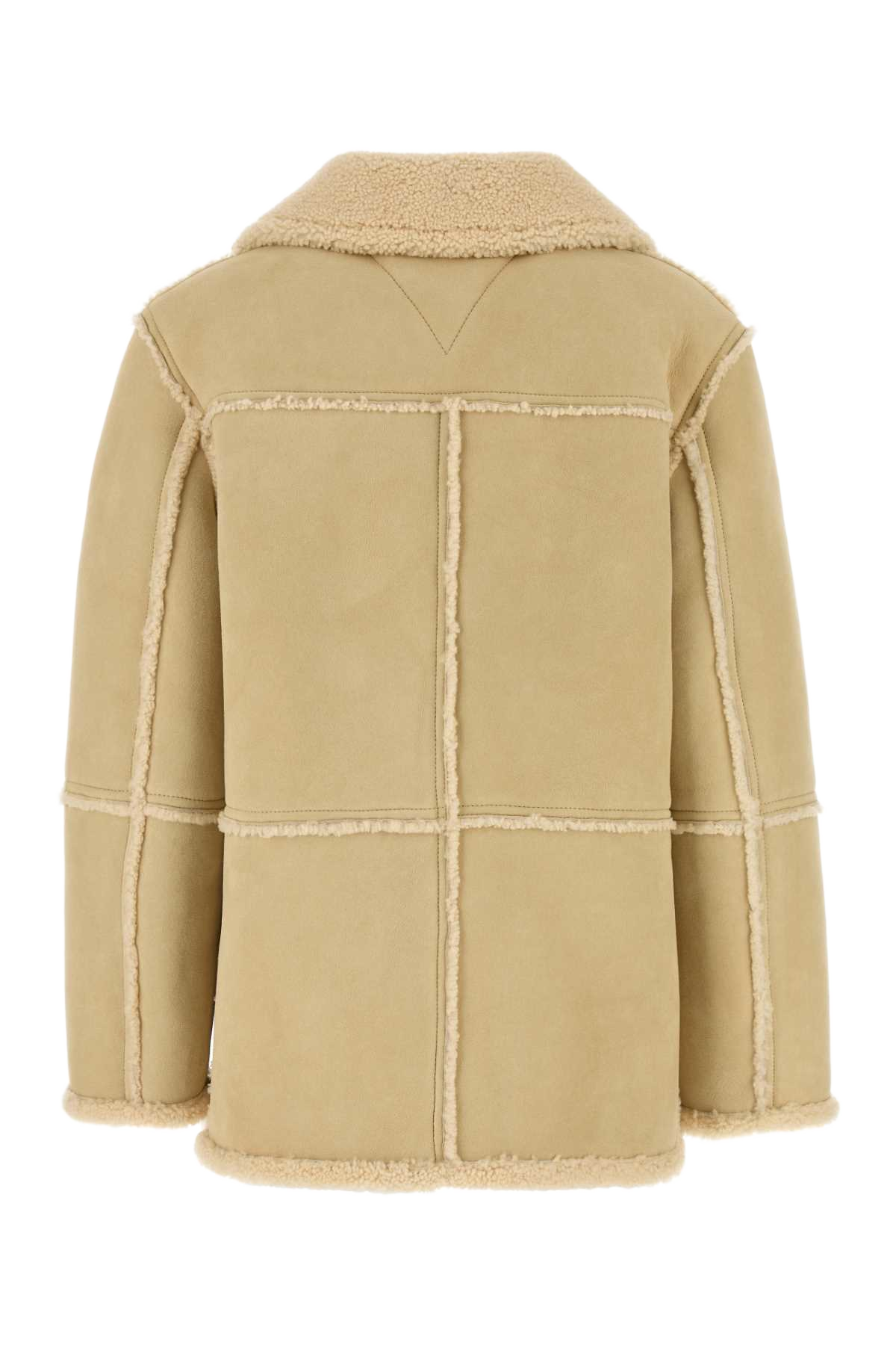 Cream Shearling Coat Beige Exterior: Cappotti