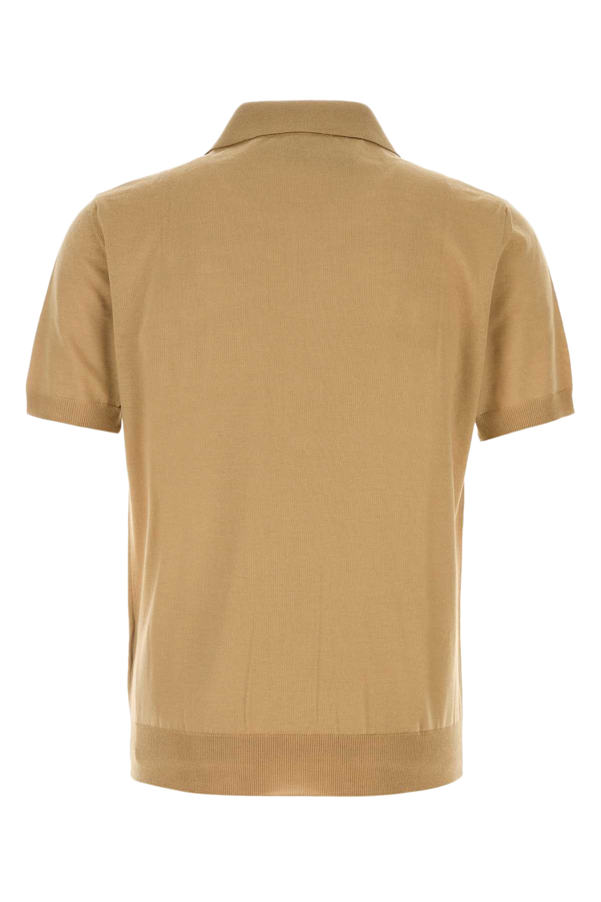 Camel Wool Polo Shirt Beige Virgin