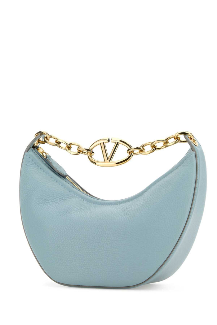 Light Blue Leather Small Hobo Vlogo Moon Handbag Bluporcellana Borse A Mano