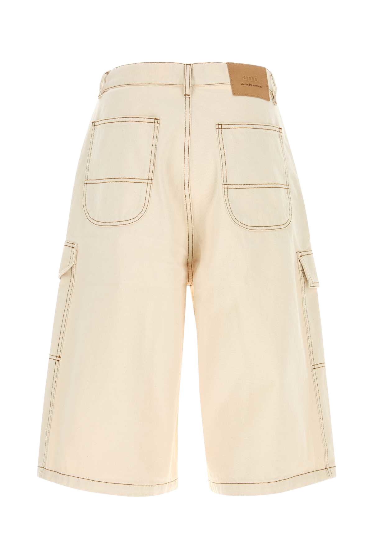 Sand Denim Bermuda Shorts Whitecream Exterior: Cotton