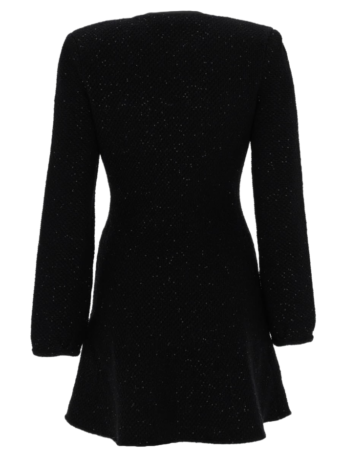 Mini Dress With Cut-Out Black Cotton Polyester Wool