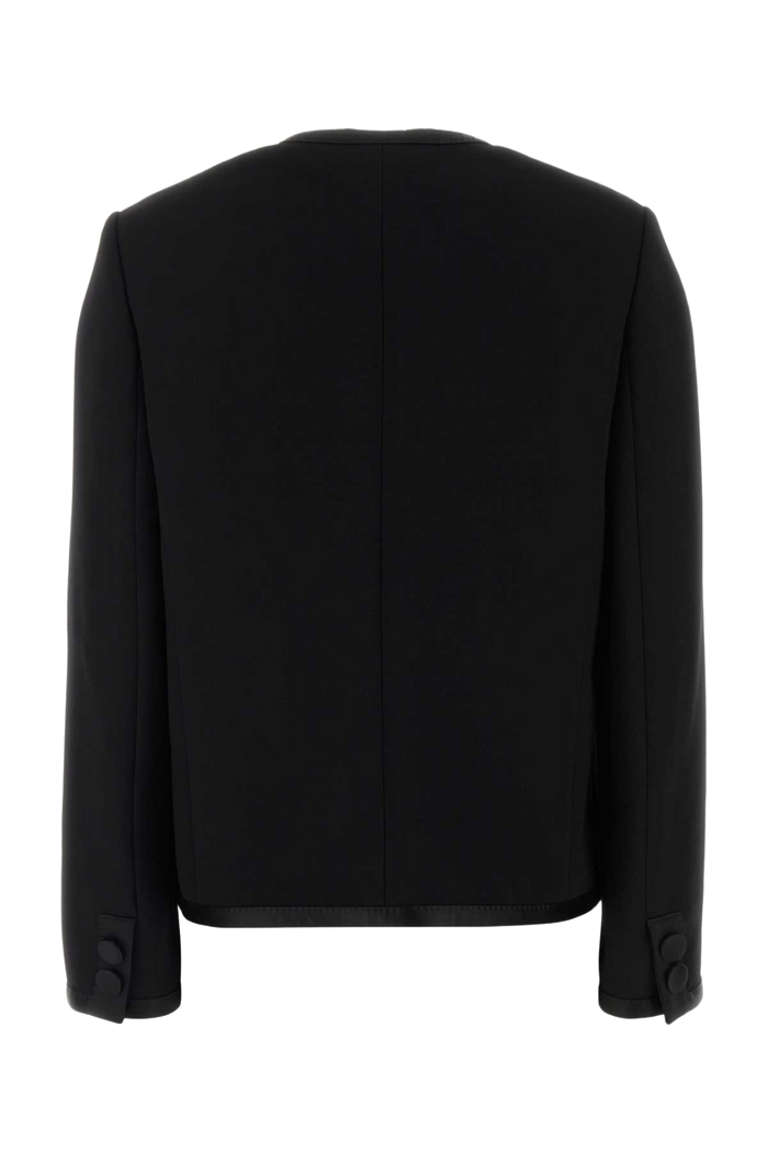 Black Wool Blend Blazer Nero Giacche E Gilet