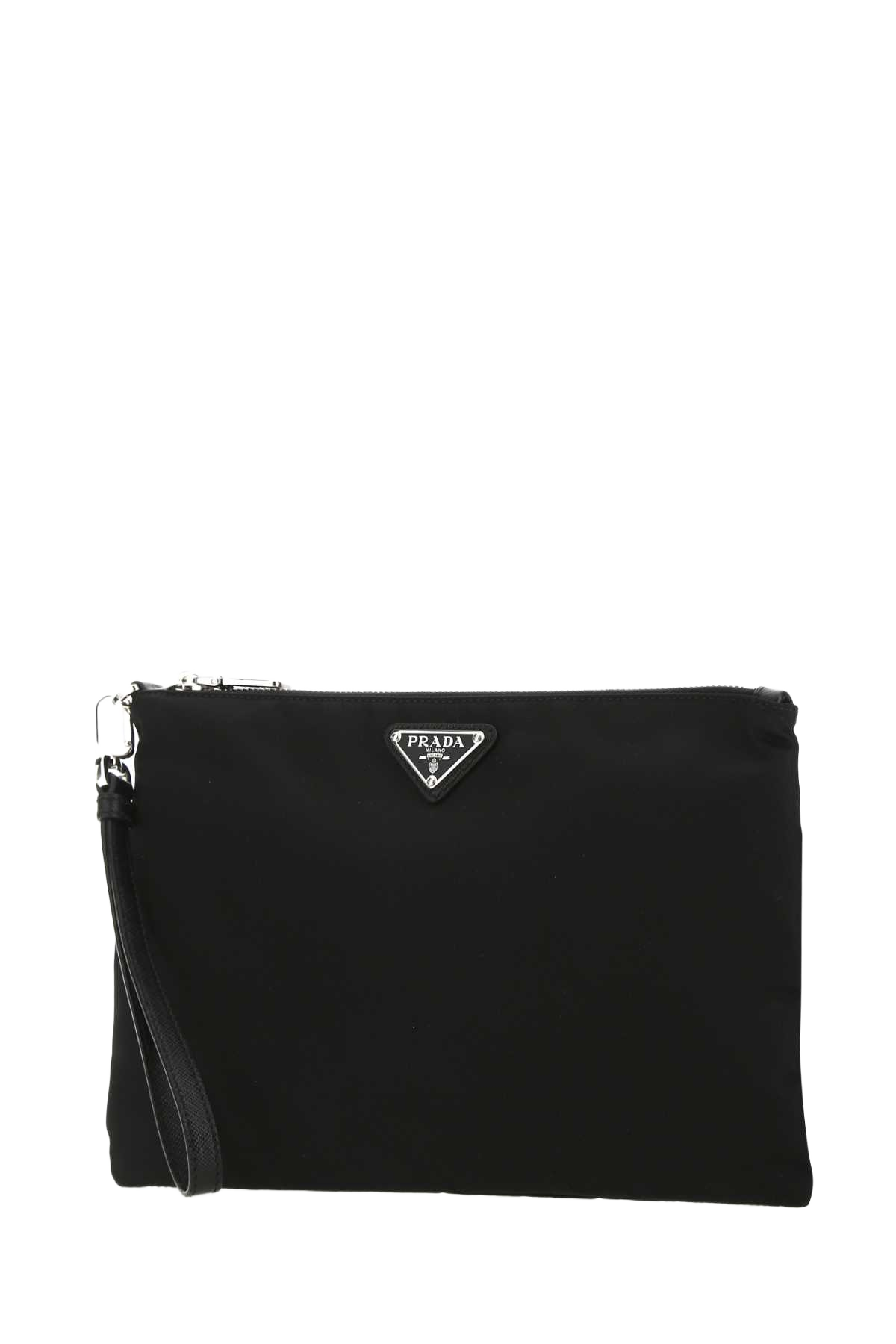 Black Re-Nylon Clutch Nero Poliammidericiclata-vitello