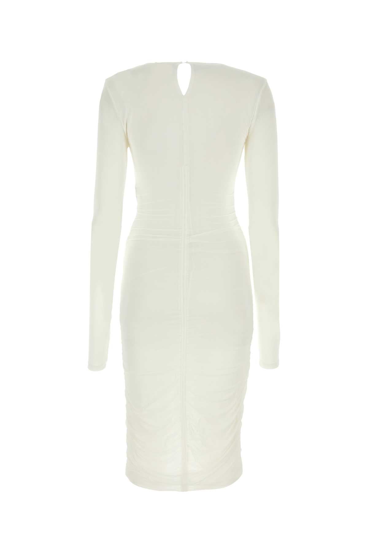 Chalk Stretch Viscose Logane Dress White Exterior: Elastane Abiti
