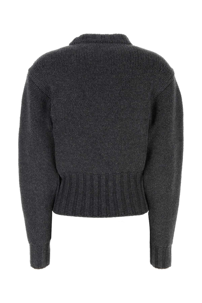Melange Dark Grey Stretch Wool Blend Sweater Greymelange Maglieria