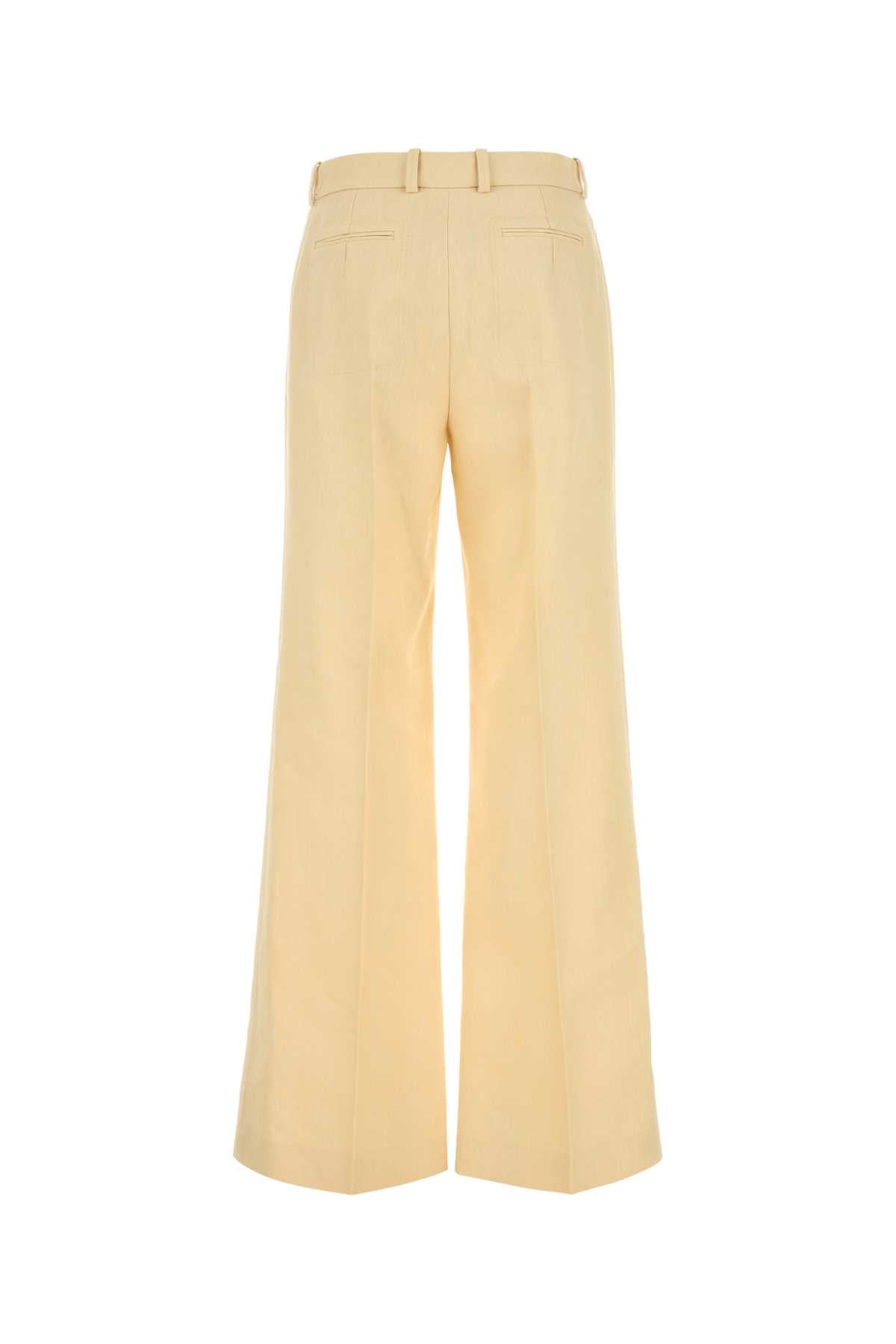 Cream Canvas Wide-Leg Pant Strawbeige Exterior: Hemp Virgin Wool Pantaloni