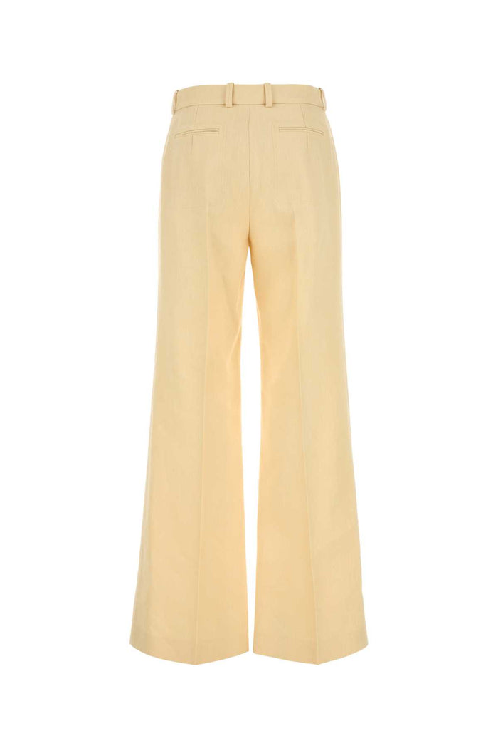 Cream Canvas Wide-Leg Pant Strawbeige Exterior: Hemp Virgin Wool Pantaloni