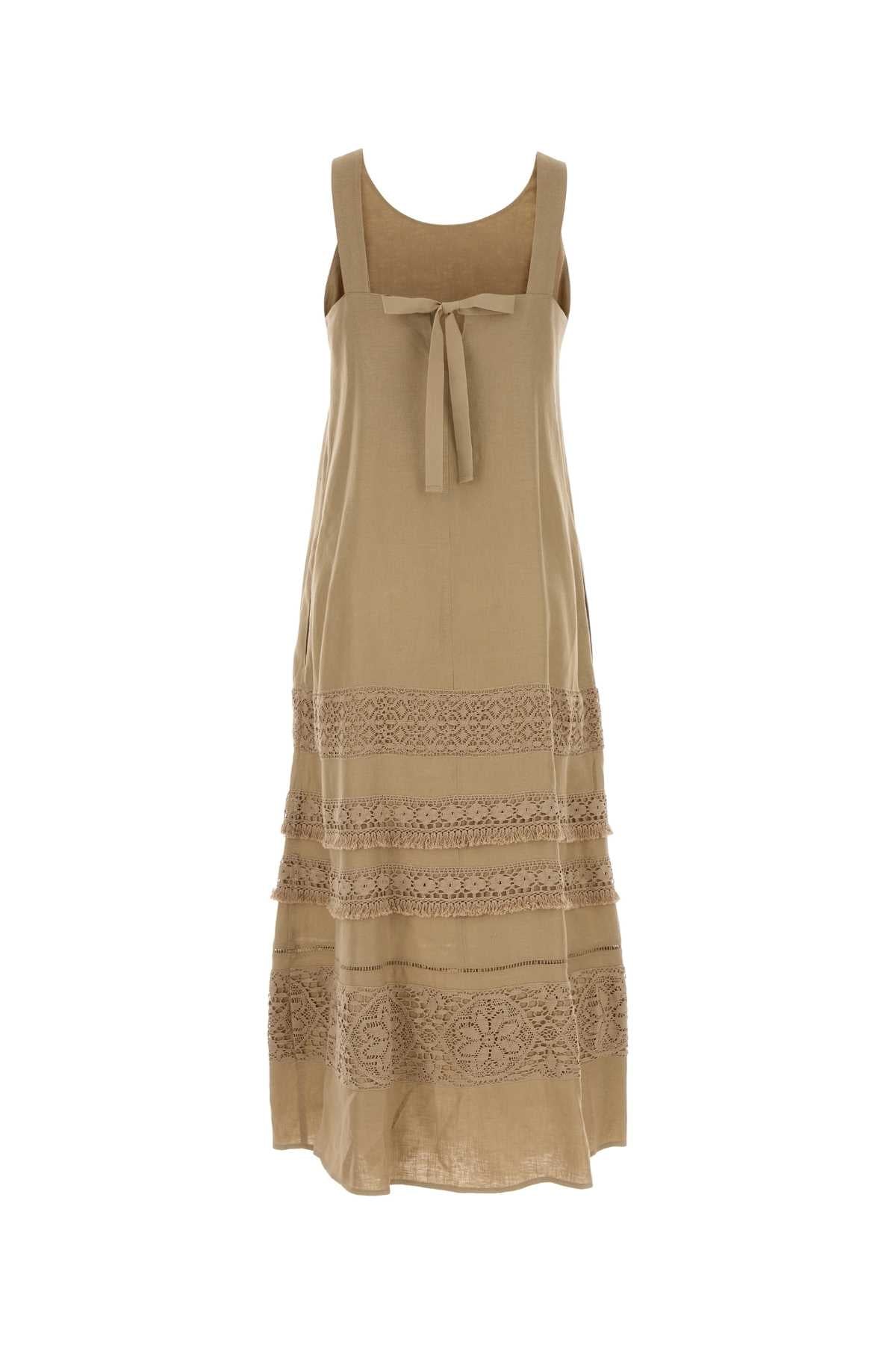 Beige Linen Dolmen Dress 001 Exterior: Abiti