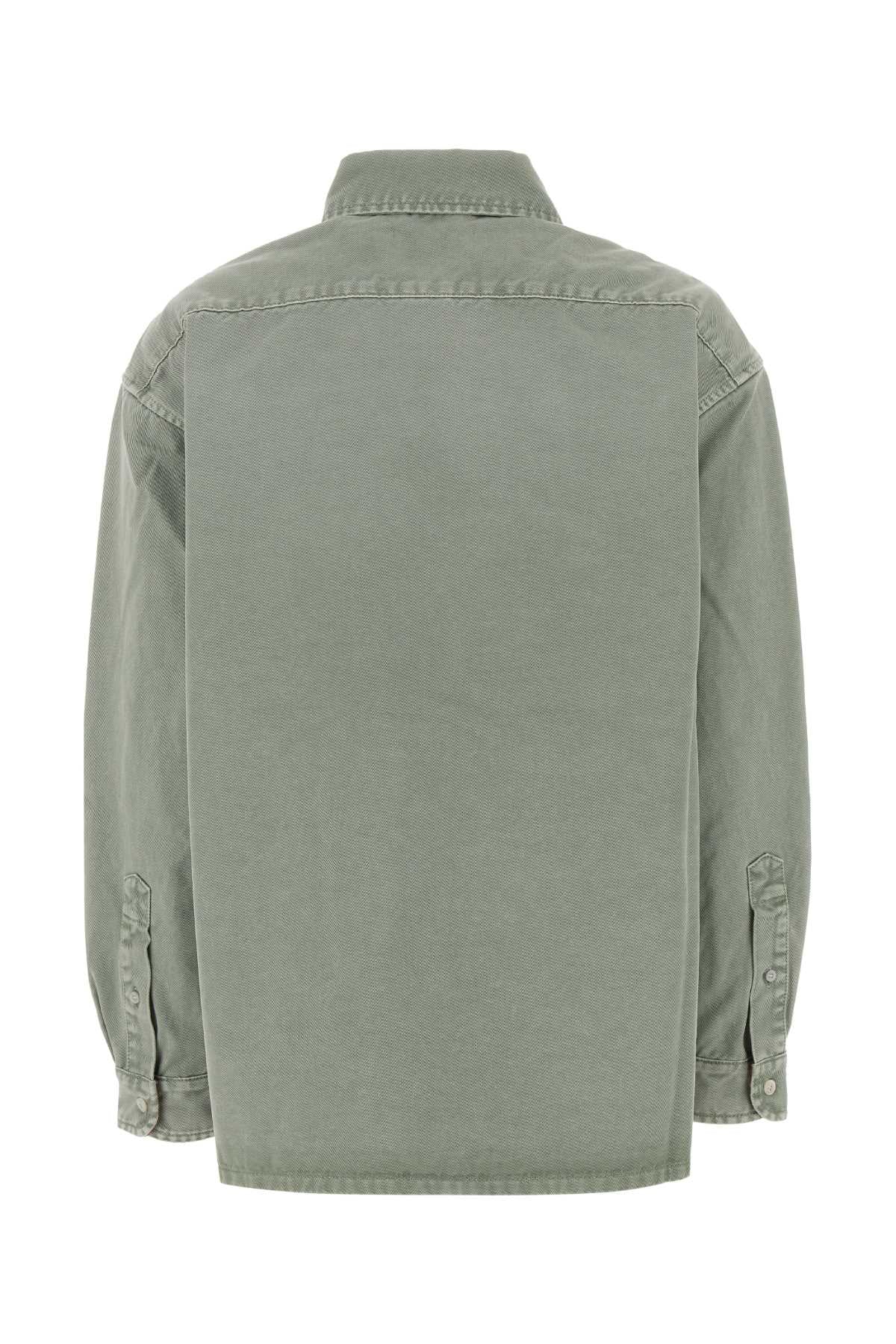 Sage Green Gabardine Shirt Verde Exterior: Cotton Camicie