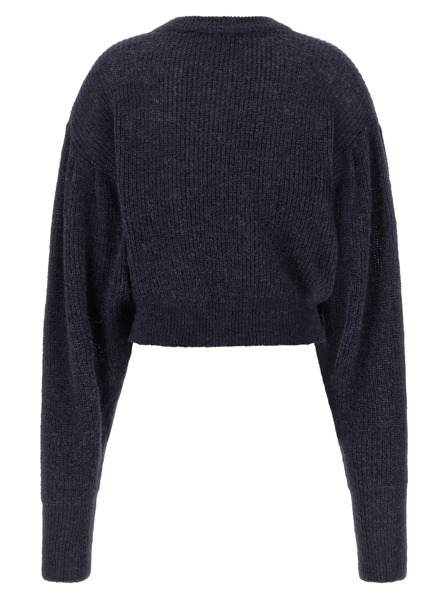Knit Puff sweater Blue Alpaca Wool Polyamide Sweater, Cardigans