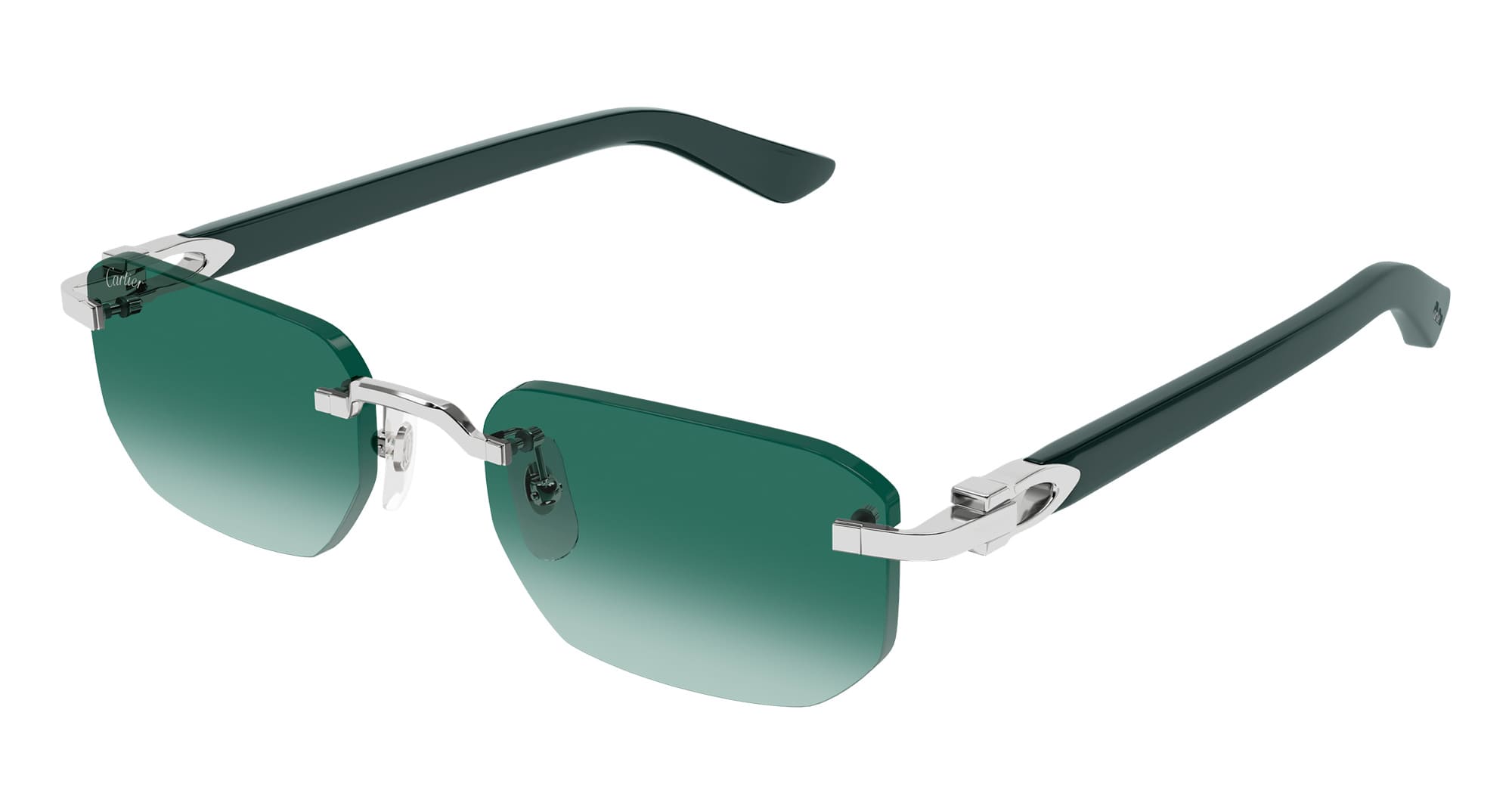 Decor C De Cartier Ct0622s-003 - Silver Green Metal Sunglasses