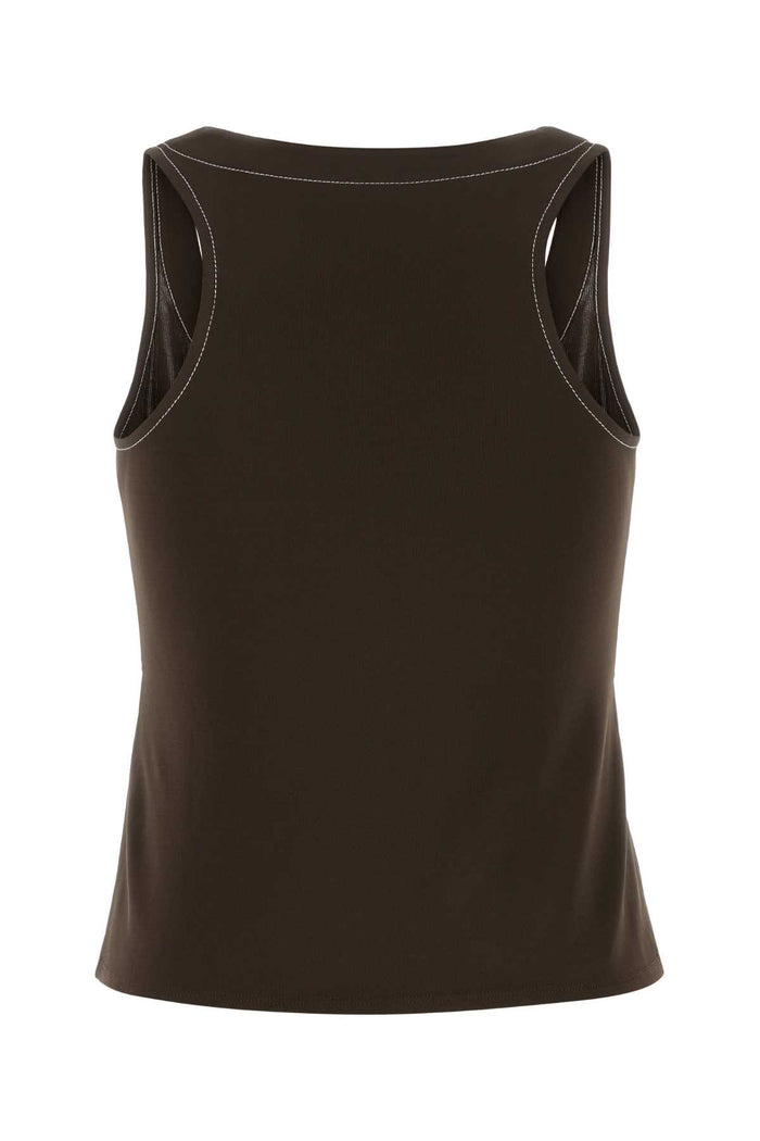 Brown Viscose Tank Top Main Body : Maglie
