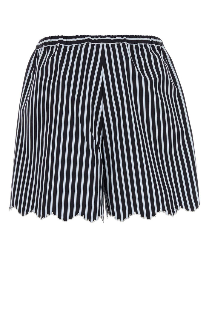 Embroidered Cotton Shorts Navystripes Exterior: Bermuda