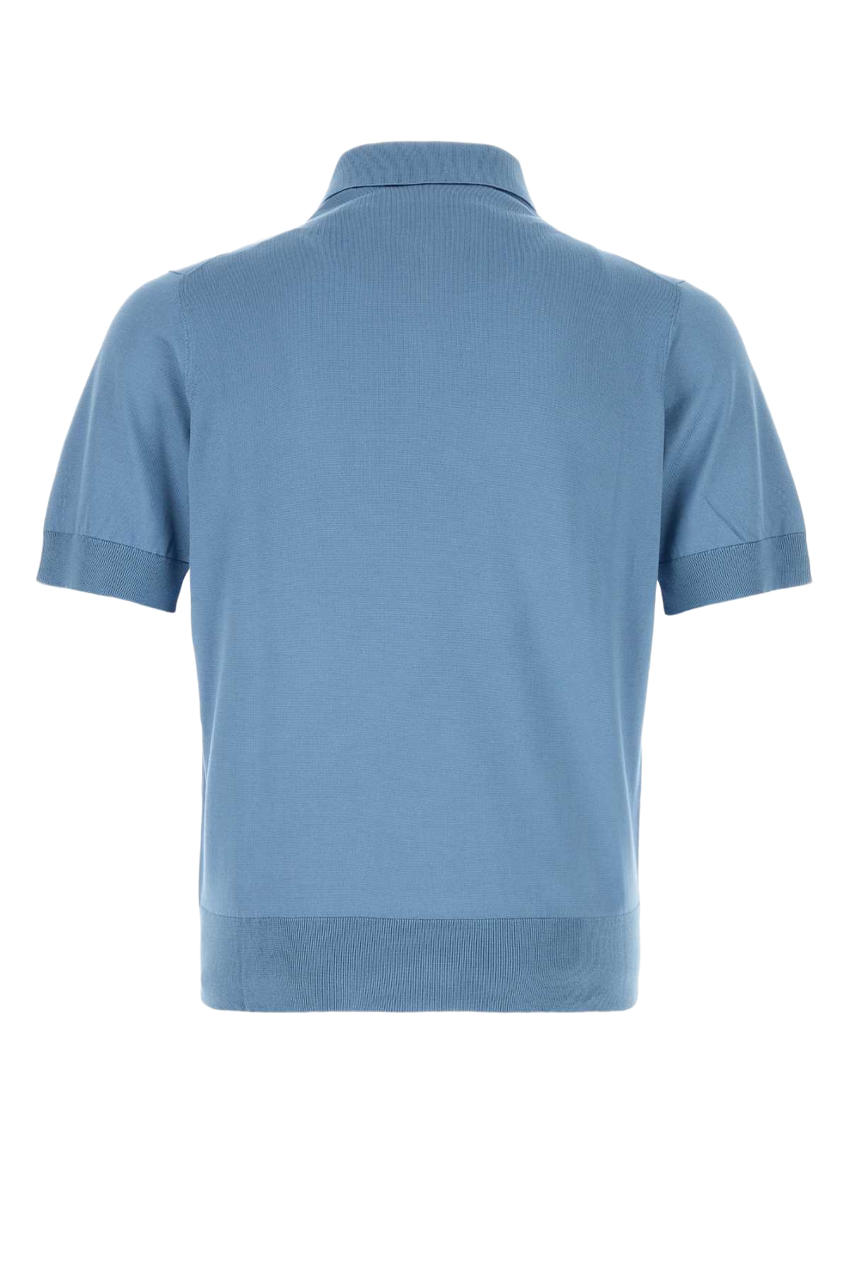 Air Force Blue Silk Polo Shirt Celeste3 Exterior