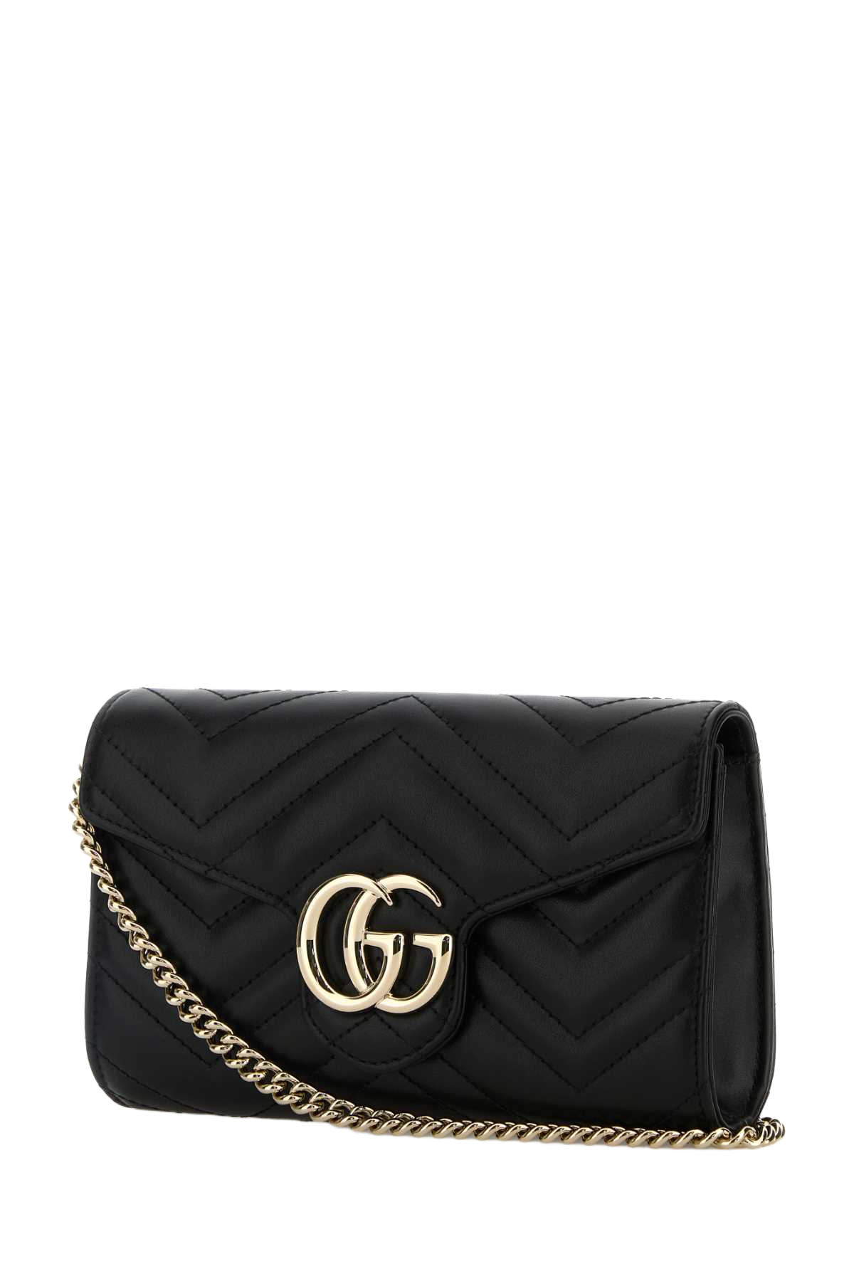 Black Leather Gg Marmont Wallet Calf Skin Portafogli