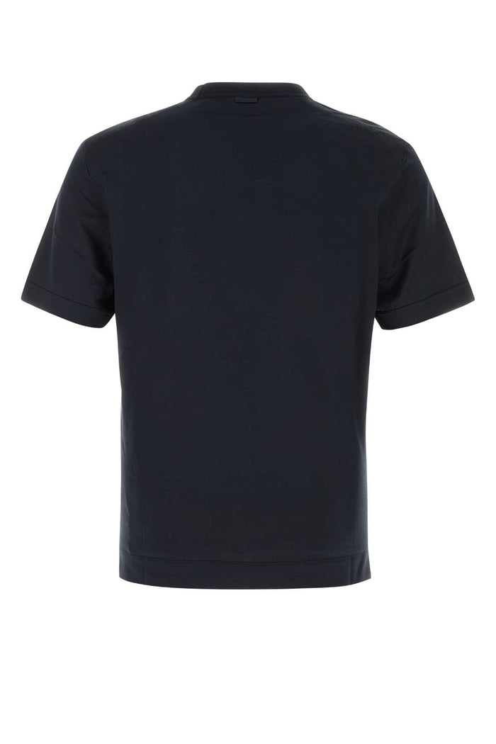 Midnight Blue Cotton And Silk T-Shirt B09 Exterior