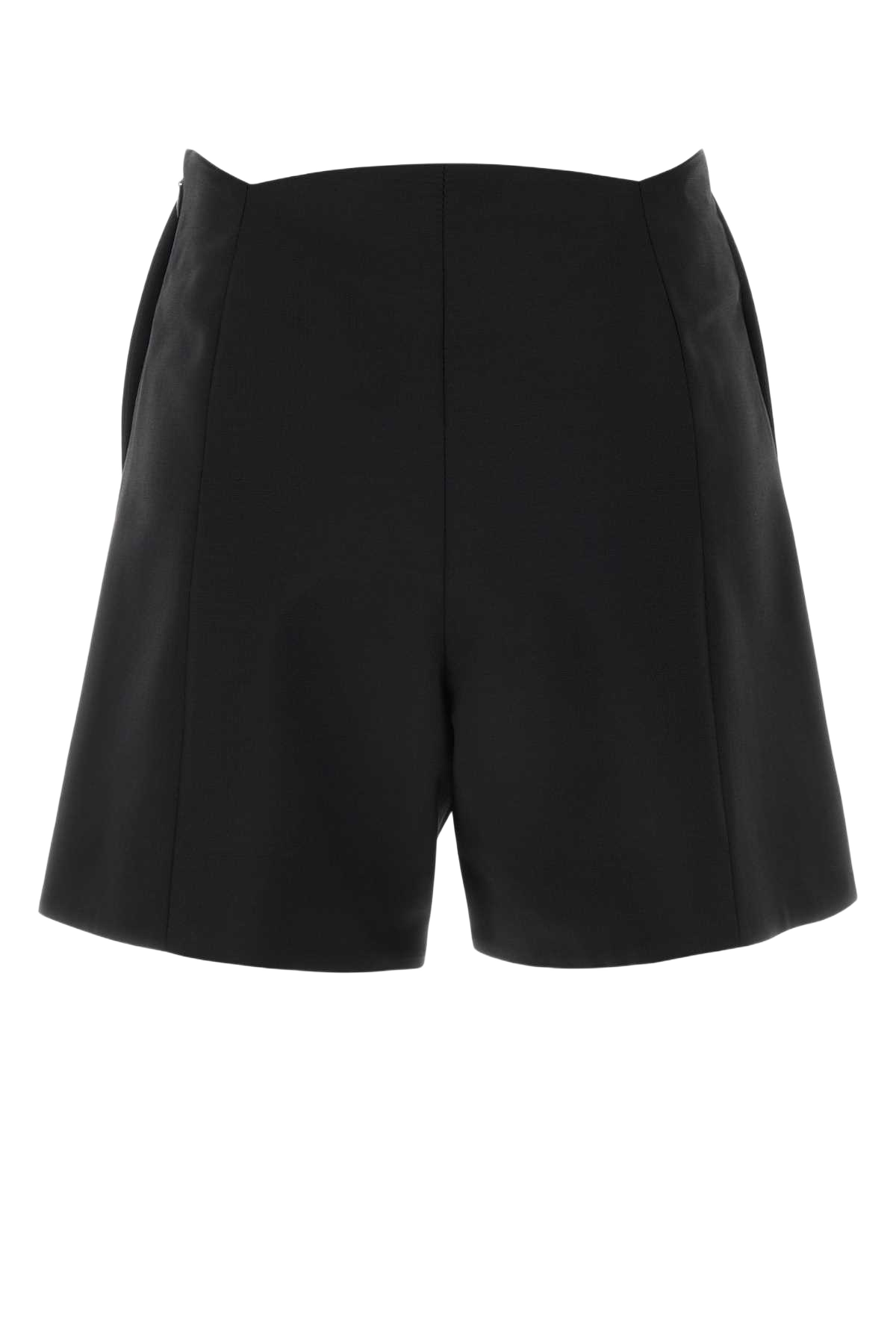 Black Wool Blend Shorts Exterior: Mohair
