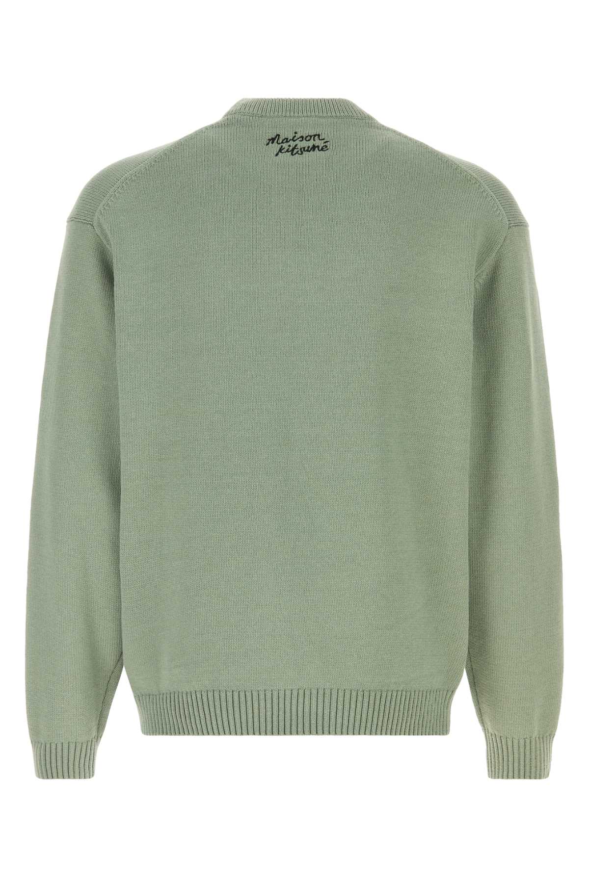 Mint Green Cotton Blend Sweater Vertdegris Exterior: Nylon Maglieria