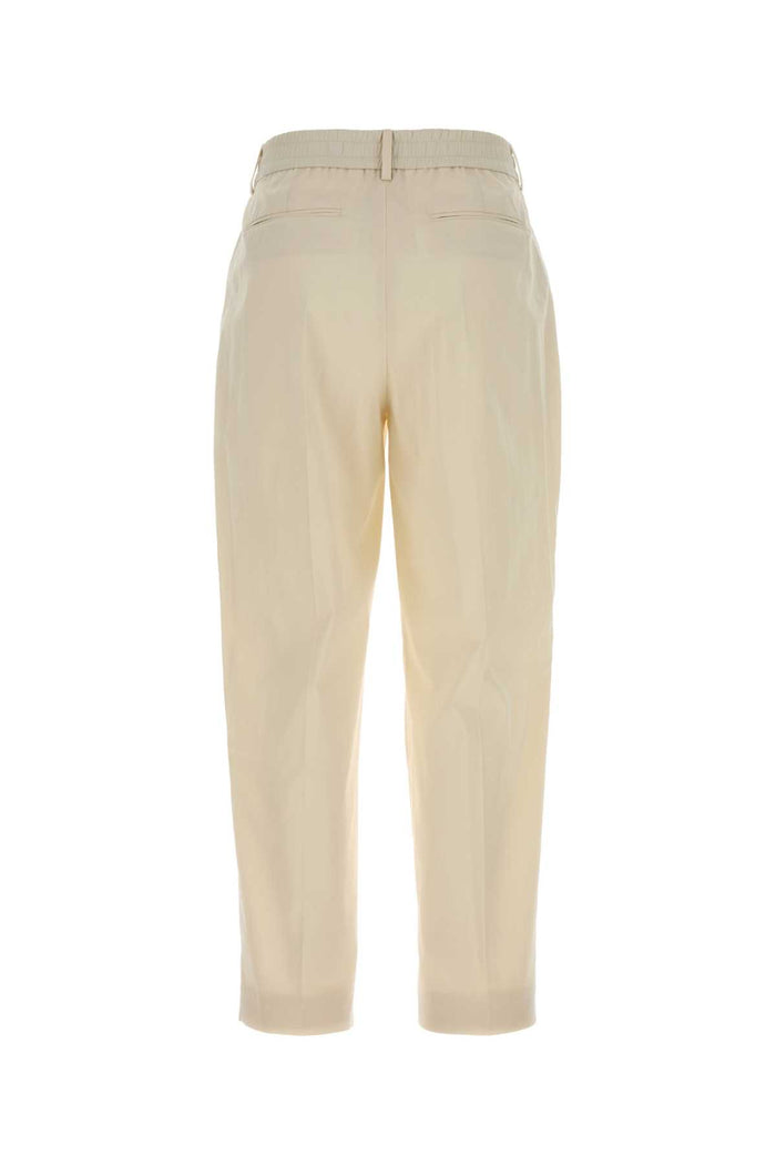 Ivory Stretch Cotton Blend Daisy Pant Bianco Pantaloni