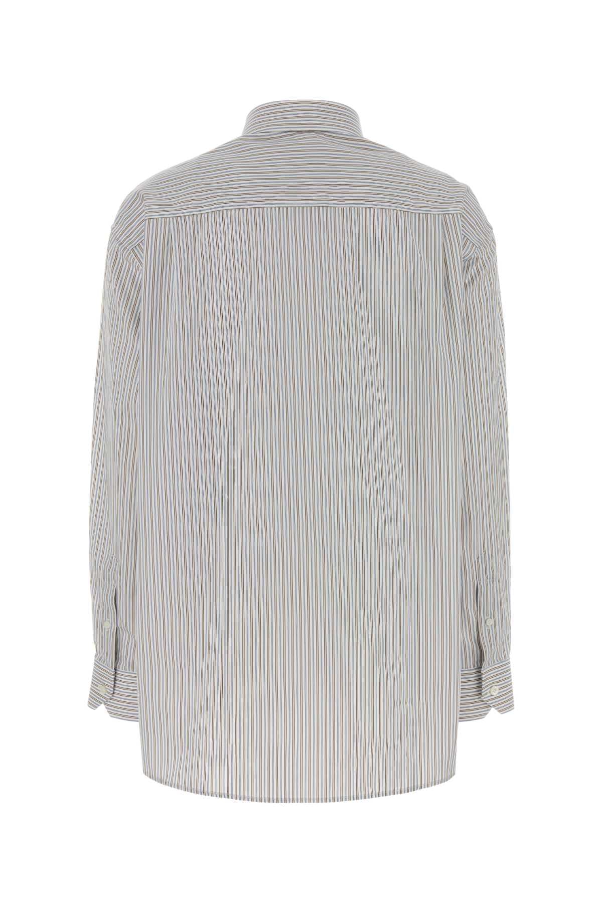 Embroidered Poplin Oversize Shirt Tabacco+blu Exterior: Cotton Camicie