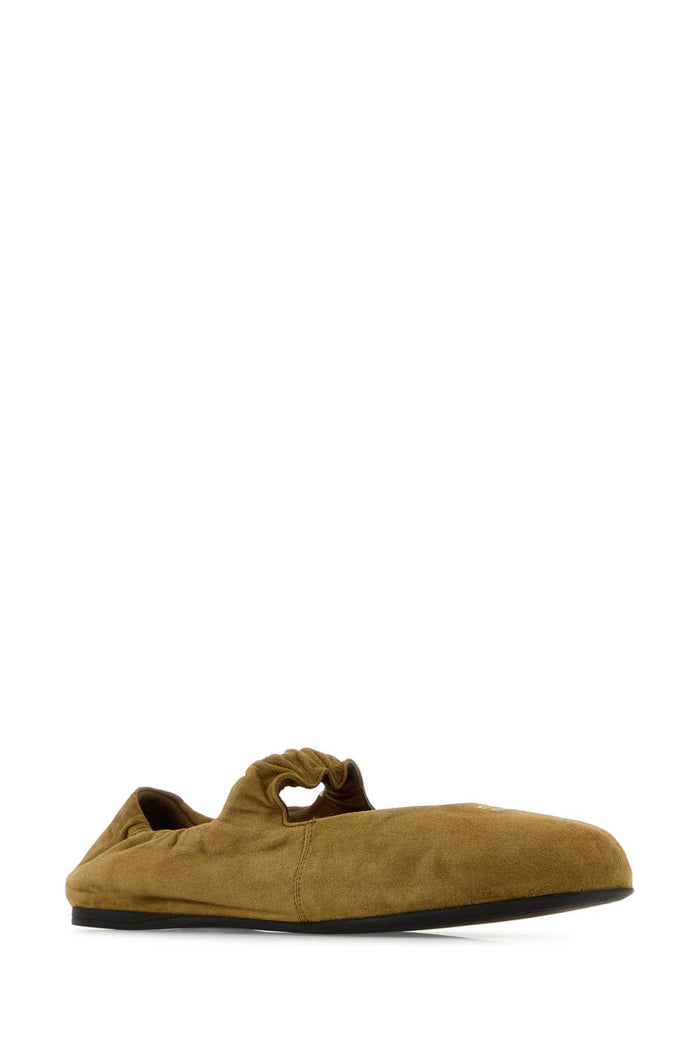 Olive Green Suede Ballerinas Oliva Ballerine