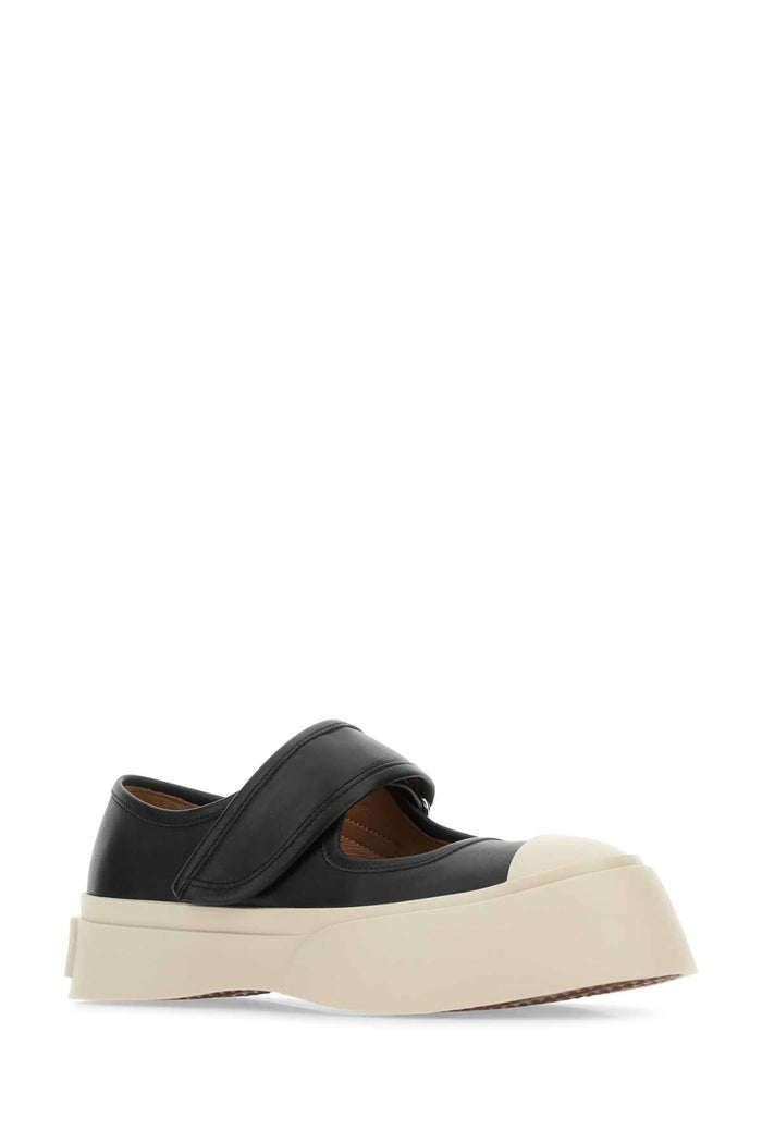 Black Leather Mary Jane Sneakers
