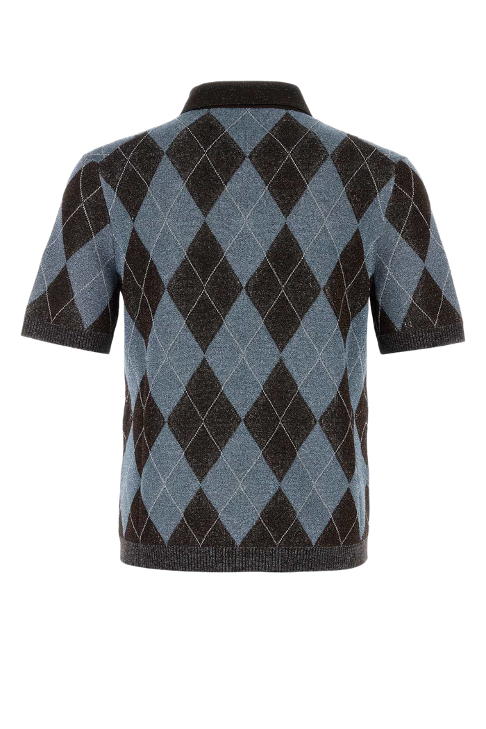 Embroidered Wool Blend Polo Shirt Multi