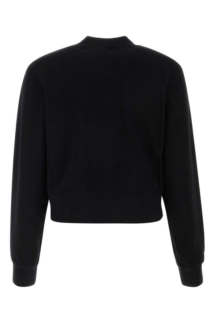 Black Cotton Sweatshirt Blackblack Exterior: Felpe