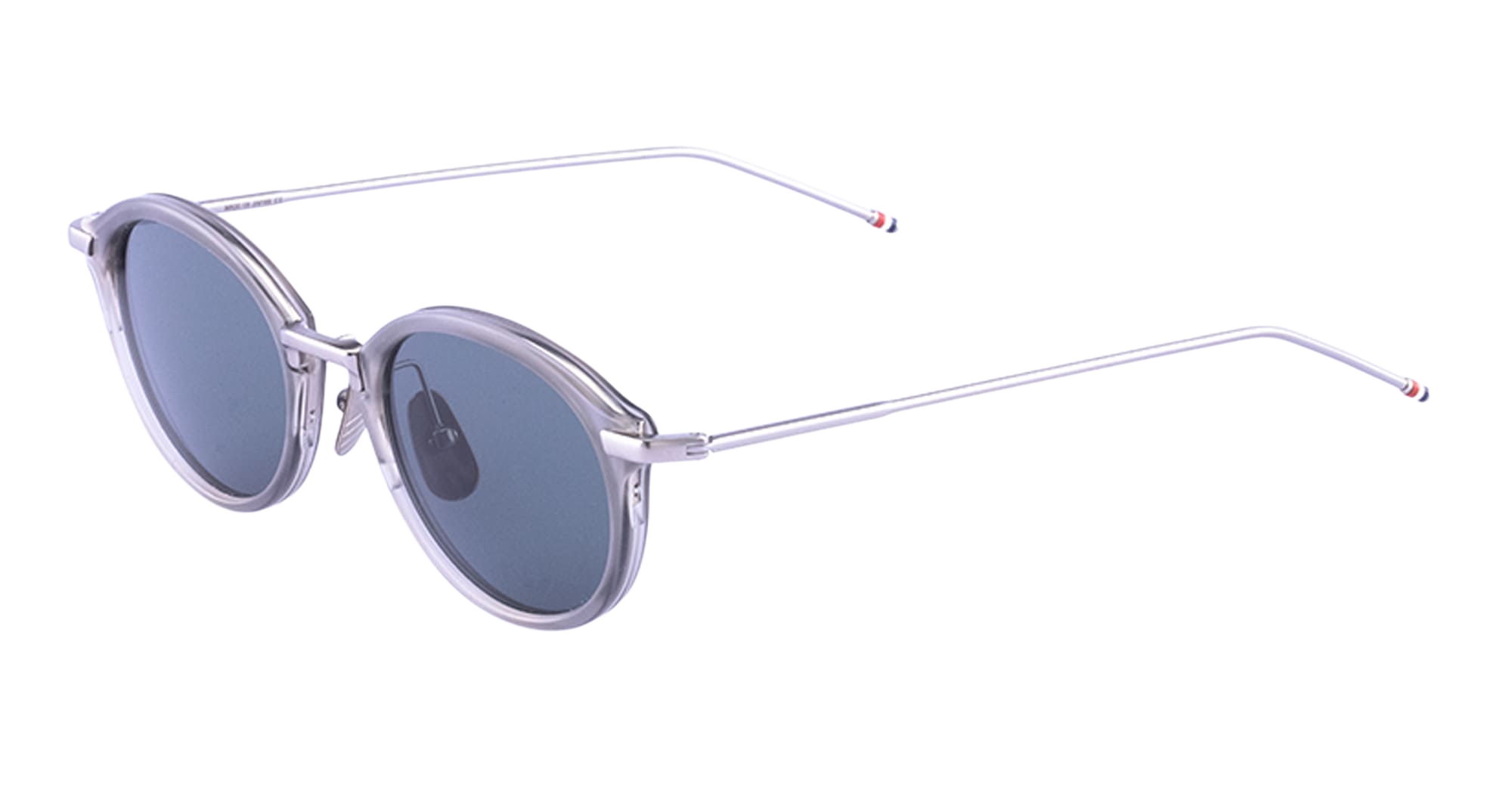 Round - Satin Crystal Grey Black Iron Acetate Sunglasses