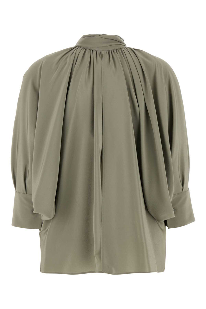 Sage Green Silk Leonida Blouse Verde Salvia Exterior: Maglie